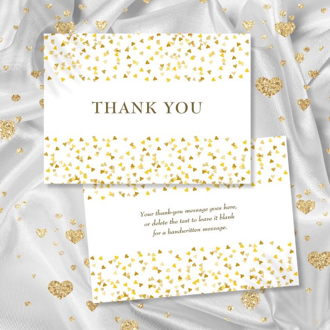 Carte De Remerciements Cœurs d'amour dorés élégants (Elegant Golden Love Hearts Thank You Card)