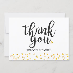 Carte De Remerciements Cœurs de confettis dorés personnalisés pour remerc