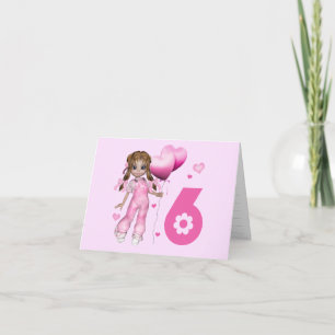 Carte De Remerciements Coeurs de fille 6e anniversaire Renouvellement de 