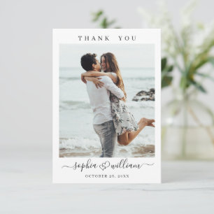 Carte De Remerciements Cœurs de mariage simplement élégants Photo simple