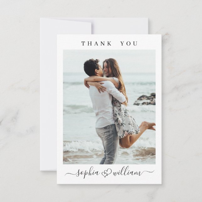 Carte De Remerciements Coeurs de mariage tout simplement élégants Simple  (Devant)