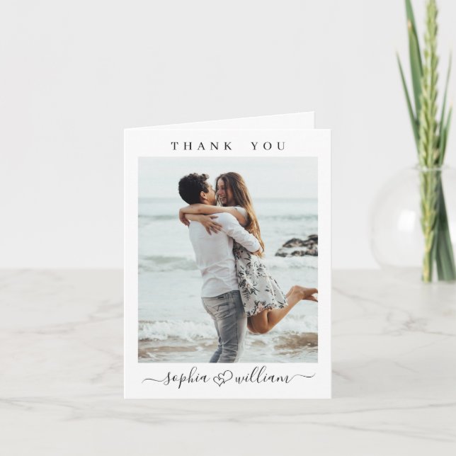 Carte De Remerciements Coeurs de mariage tout simplement élégants Simple  (Devant)