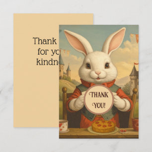 Carte De Remerciements Cœurs Fantaisistes de Lapin Blanc Enchantant le Pa
