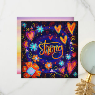 Carte De Remerciements Coeurs floraux forts Colorful Inspirational