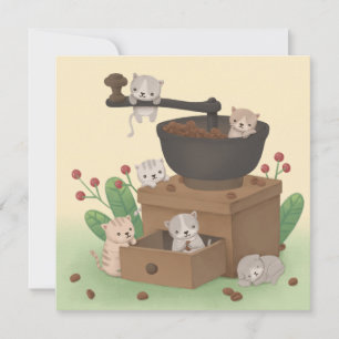 Carte De Remerciements Coffee Grinder & Kittens Illustration