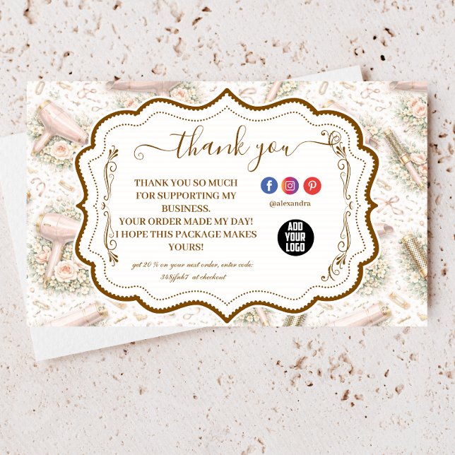 Carte De Remerciements Coiffeur Floral Élégant (Créateur téléchargé)