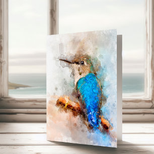 Carte De Remerciements Colibri aquarelle vibrant oiseau sur une branche