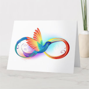 Carte De Remerciements Colibri arc-en-ciel avec symbole d'infini