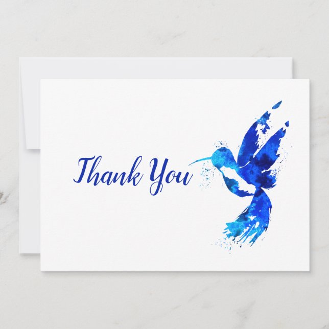 Carte De Remerciements Colibri Bleu Abstrait (Devant)