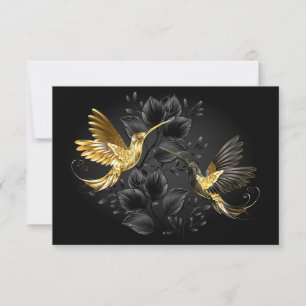 Carte De Remerciements Colibri noir et or