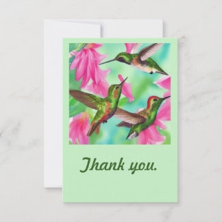 Carte De Remerciements Colibris en fleurs aquarelle joie