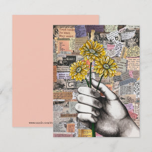 Carte De Remerciements Collage de papier floral Médias mixtes