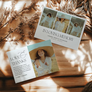 Carte De Remerciements Collage De Photo Élégant En Mémoire Amoureuse Funé