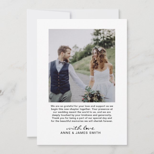 Carte De Remerciements Collage de photos avec message éditable écriture c (Dos)