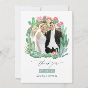 Carte De Remerciements Collage de photos de mariage aux succulents du dés