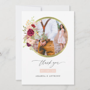 Carte De Remerciements Collage de photos de mariage en Bourgogne-Marsala 
