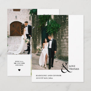 Carte De Remerciements Collage de photos de mariage Moderne Amour et Merc