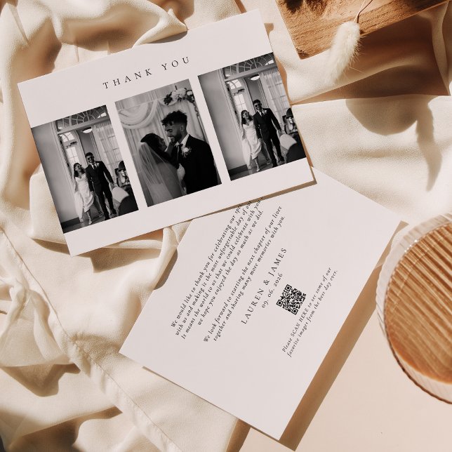 Carte De Remerciements Collage de photos de mariage moderne classique Cod (Créateur téléchargé)