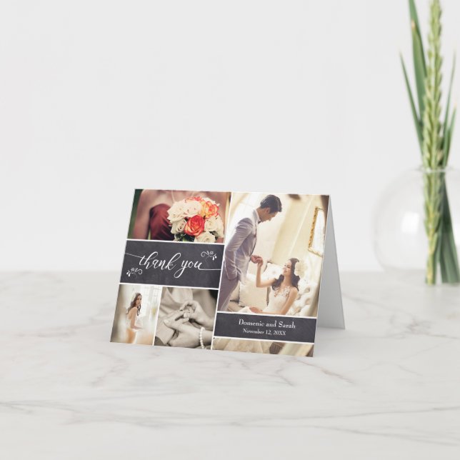 Carte De Remerciements Collage photo à la craie Remerciement de mariage r (Devant)