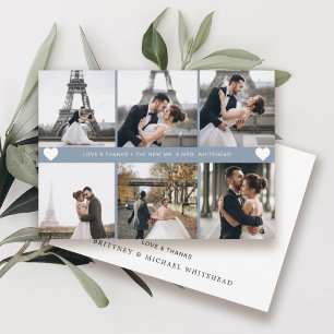 Carte De Remerciements Collage photo à la main moderne Dusty Blue