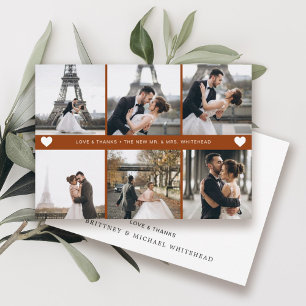 Carte De Remerciements Collage photo à la main moderne en terre cuite