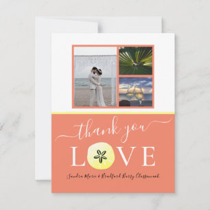 Carte De Remerciements Collage photo Burnt Orange Coral Mariage / amour