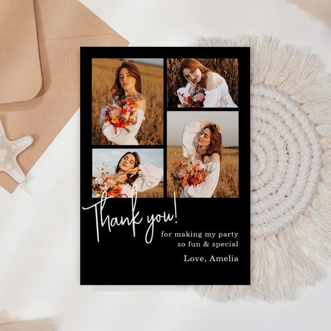 Carte De Remerciements Collage photo de fête d'anniversaire (Créateur téléchargé)