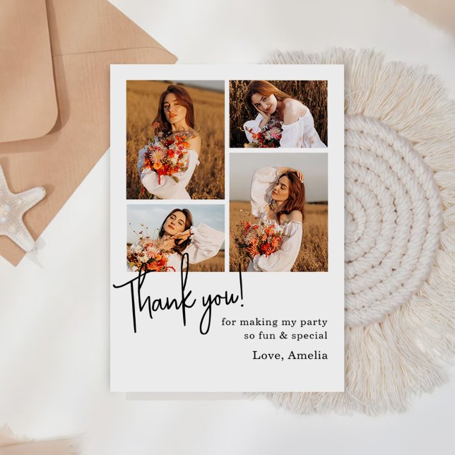 Carte De Remerciements Collage photo de fête d'anniversaire (Créateur téléchargé)