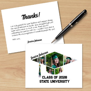 Carte De Remerciements Collage photo de forme de casquette de graduation