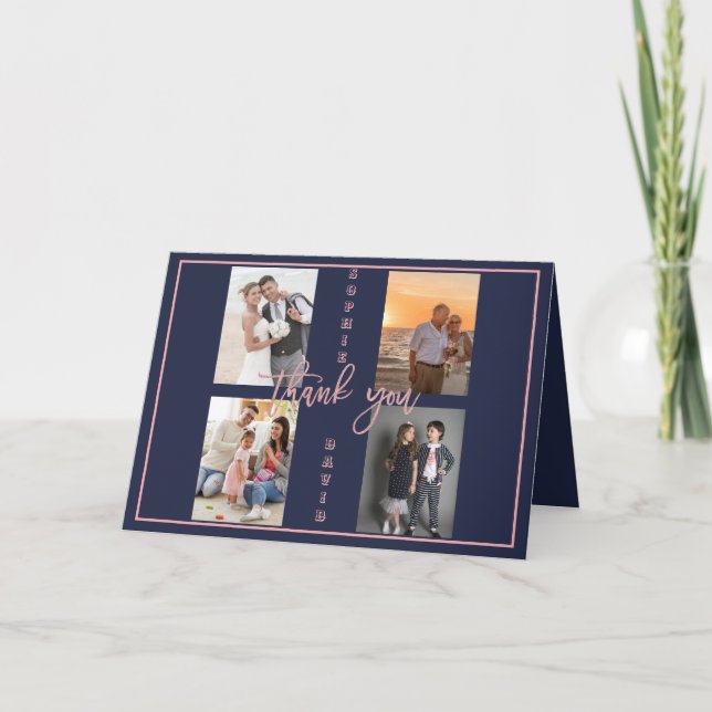 Carte De Remerciements Collage photo de renouvellement de vœux de mariage (Devant)