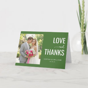 Carte De Remerciements Collage photo élégant vert foncé romantique