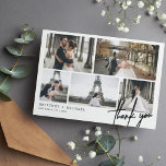 Carte De Remerciements Collage photo moderne à la main<br><div class="desc">Merci à vos invités avec cette photo moderne carte de remerciement avec "merci" écrit à la main.</div>
