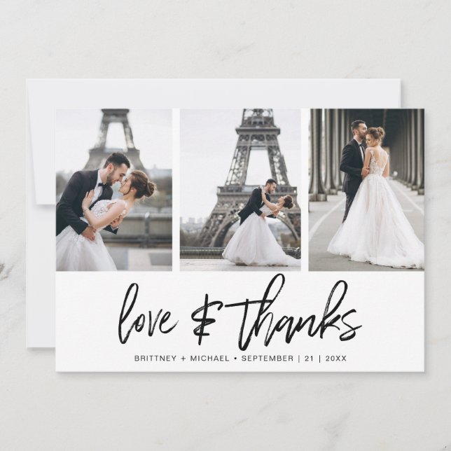 Carte De Remerciements Collage photo moderne Lettré à la main élégant (Devant)
