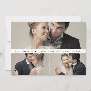 Carte De Remerciements Collage photo moderne Mariage minimaliste