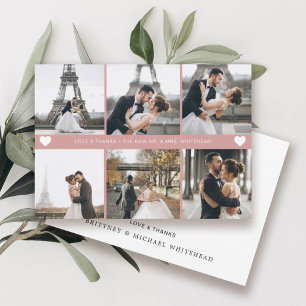 Carte De Remerciements Collage photo moderne simple rose pâle