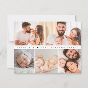 Carte De Remerciements Collage photo personnalisé pour baby shower simple