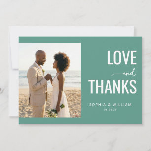 Carte De Remerciements Collage photo romantique sarcelle