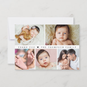 Carte De Remerciements Collage photo simple personnalisé Baby Girl Douche