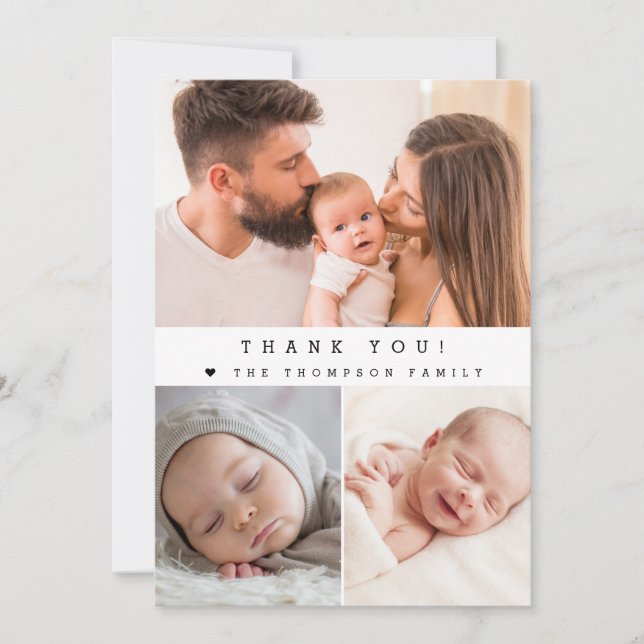 Carte De Remerciements Collage photo simple pour Baby Shower (Devant)
