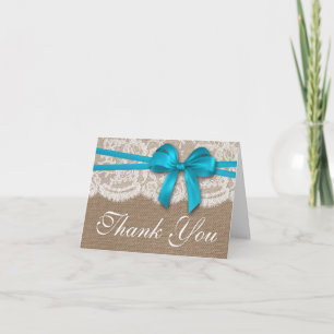 Carte De Remerciements Collection de Mariages Rustic Blue Bow