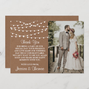 Carte De Remerciements Collection de Mariages Rustic Kraft