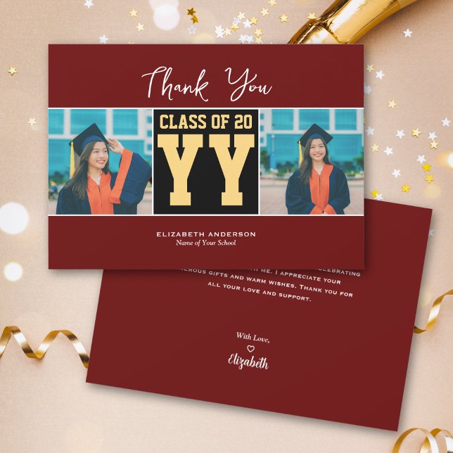 Carte De Remerciements Collège de promotion 2026 Bourgogne Collage de pho (Créateur téléchargé)