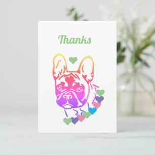 Carte De Remerciements Collier coeur pour Bouledogue Français