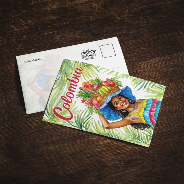 Carte De Remerciements Colombie Colorée femme Panier de fruits (Créateur téléchargé)