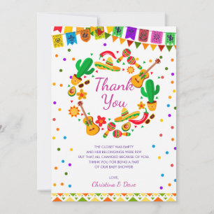 Carte De Remerciements Coloré Fiesta Culture mexicaine Baby shower Cactus