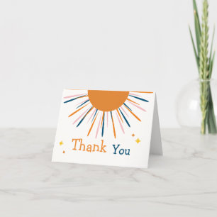 Carte De Remerciements Coloré Retro Boho Sunshine Baby shower