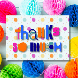 Carte De Remerciements Coloré Retro Pop "Merci tant" Typographie