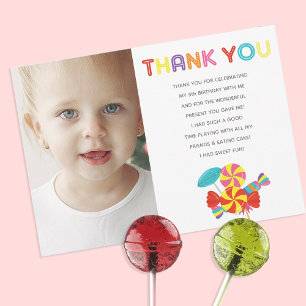 Carte De Remerciements Coloré Sweet Fun Candy thème Anniversaire