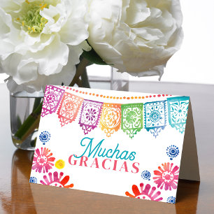 Carte De Remerciements Colorée Fiesta Mexicaine Muchas Gracias 