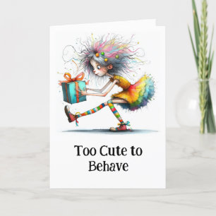 Carte De Remerciements * Colorful 1 Whimsical Christmas Girl Gift AP97